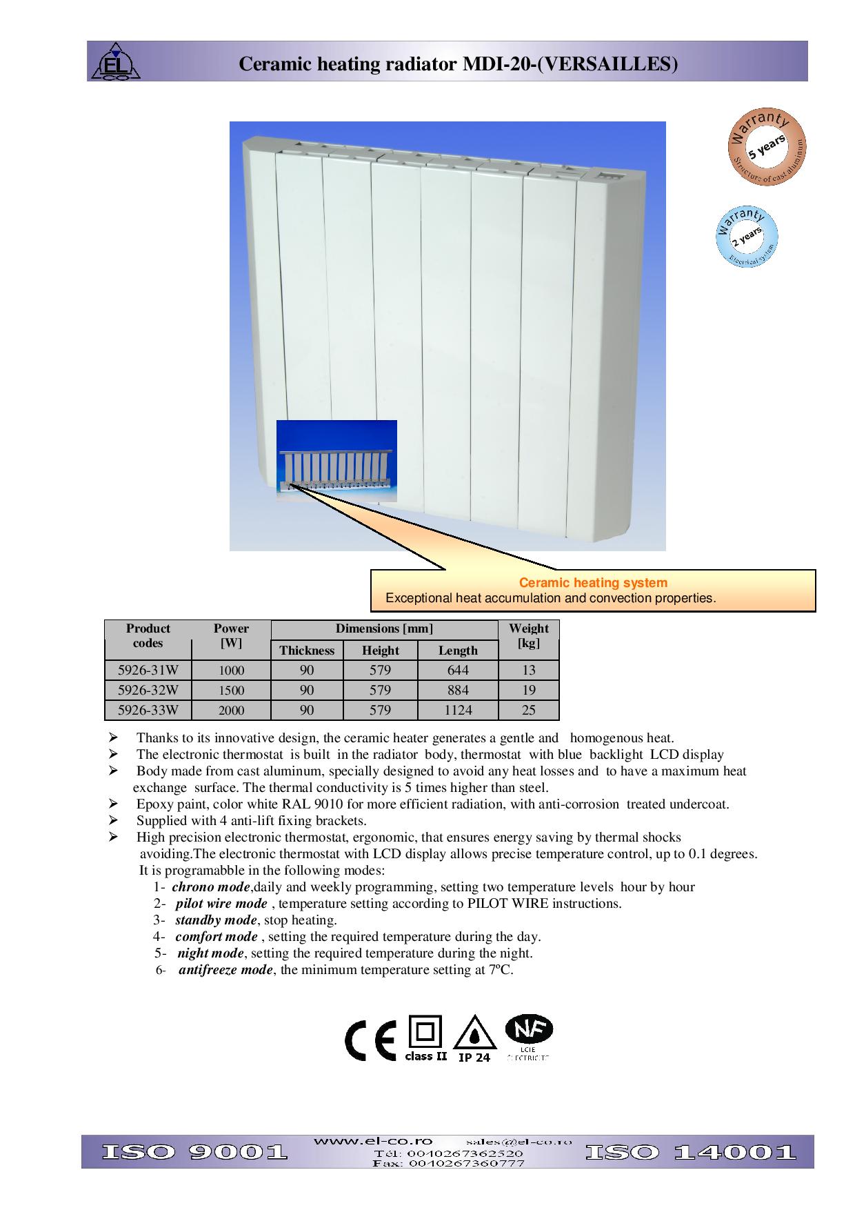 6 elementi1000W/220V